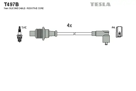 Комплект кабелiв запалювання Tesla T497B