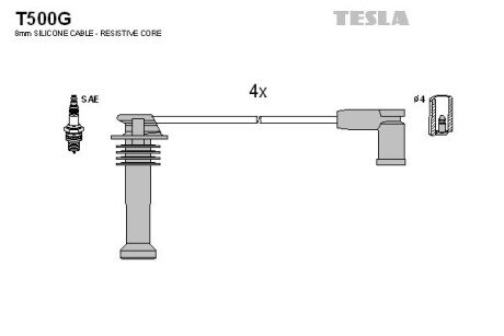 Комплект кабелiв запалювання tesla T500G на Вольво C30