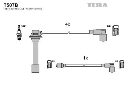 Комплект кабелiв запалювання tesla T507B на Мазда 626 gd