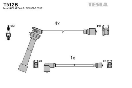 Комплект кабелiв запалювання tesla T512B на Сузуки Вагон р