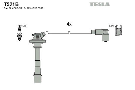 Комплект кабелiв запалювання tesla T521B