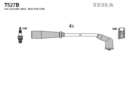 Комплект кабелiв запалювання Tesla T527B