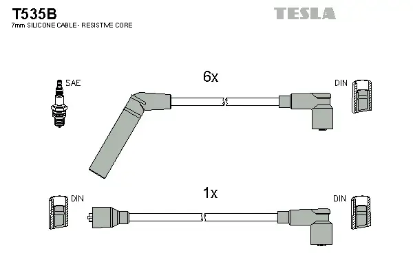 Комплект кабелiв запалювання tesla T535B