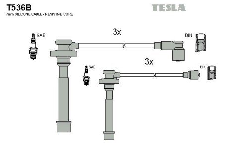 Високовольтні провода для свічок запалювання tesla T536B на Митсубиси Паджеро 2