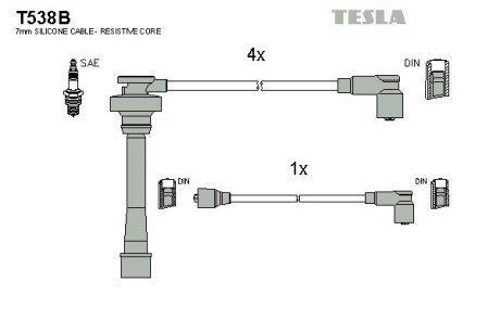 Комплект кабелiв запалювання tesla T538B на Митсубиси L200