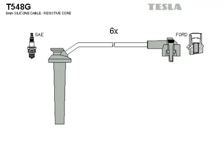 Комплект кабелiв запалювання Tesla T548G