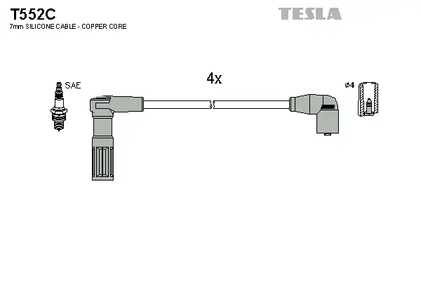 Комплект кабелiв запалювання tesla T552C