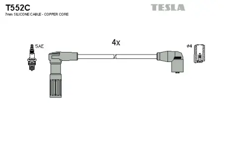 Комплект кабелiв запалювання tesla T552C