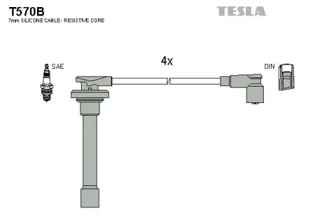 Комплект кабелiв запалювання Tesla T570B