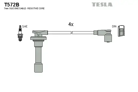 Комплект кабелiв запалювання Tesla T572B