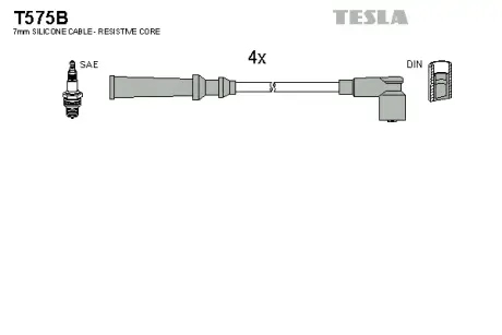 Комплект кабелiв запалювання Tesla T575B