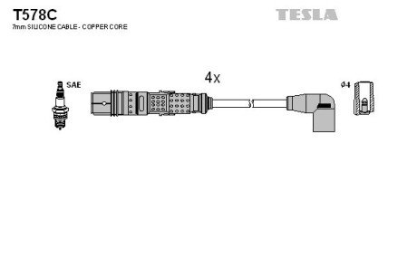 Комплект кабелiв запалювання tesla T578C