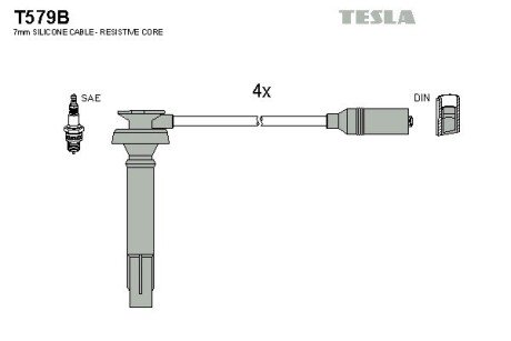 Комплект кабелiв запалювання tesla T579B на Субару Аутбек