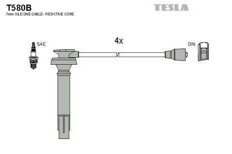 Комплект кабелiв запалювання tesla T580B на Субару Легаси б4