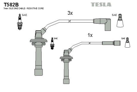 Комплект кабелiв запалювання tesla T582B на Субару Импреза