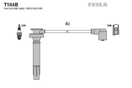 Комплект кабелiв запалювання tesla T584B на Субару Аутбек