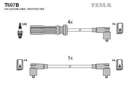 Комплект кабелiв запалювання tesla T607B на Вольво 940