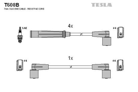 Комплект кабелiв запалювання tesla T608B на Вольво 940