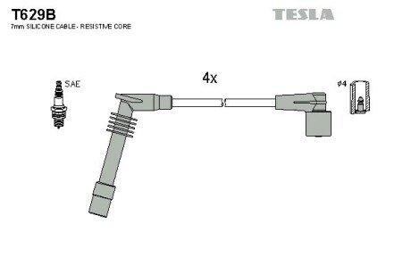 Комплект кабелiв запалювання tesla T629B на Опель Корса б