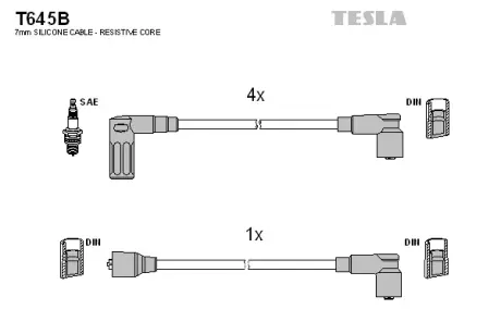 Комплект кабелiв запалювання tesla T645B Фиат Уно