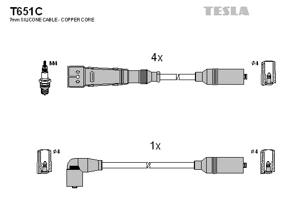 Комплект кабелiв запалювання tesla T651C