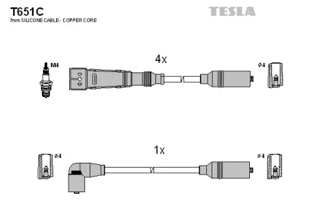 Комплект кабелiв запалювання Tesla T651C
