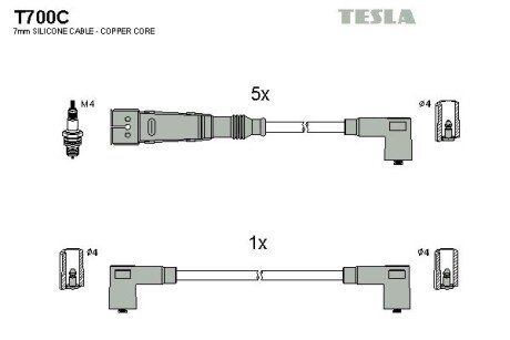 Комплект кабелiв запалювання tesla T700C на Ауди 100 с3