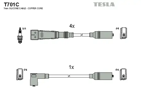 Комплект кабелiв запалювання Tesla T701C