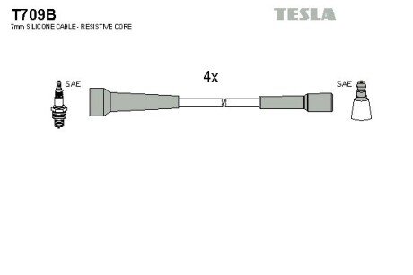 Комплект кабелiв запалювання tesla T709B на Рено Лагуна 1