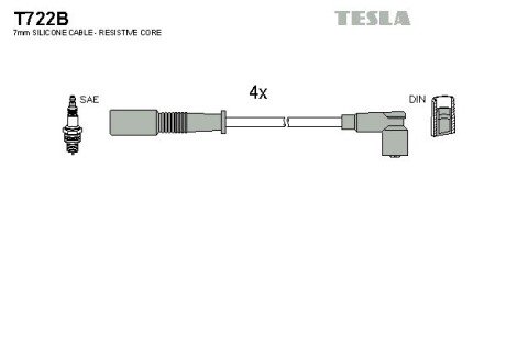 Комплект кабелiв запалювання tesla T722B на Фиат Палио