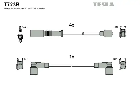 Комплект кабелiв запалювання Tesla T723B