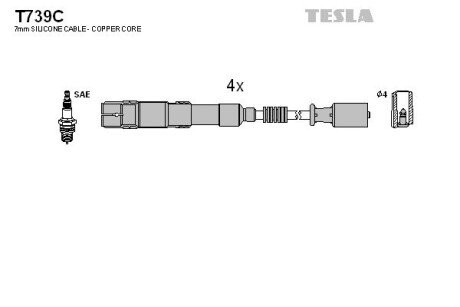 Комплект кабелiв запалювання tesla T739C на Мерседес W169