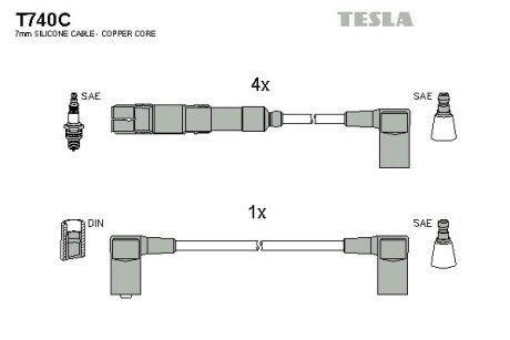 Високовольтні провода для свічок запалювання tesla T740C