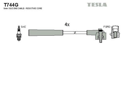 Комплект кабелiв запалювання tesla T744G на Форд Эскорт