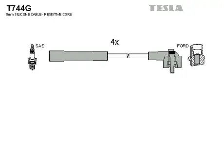 Комплект кабелiв запалювання Tesla T744G