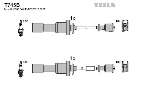 Комплект кабелiв запалювання tesla T745B на Киа Спортейдж 2