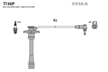 Високовольтні провода для свічок запалювання tesla T746P