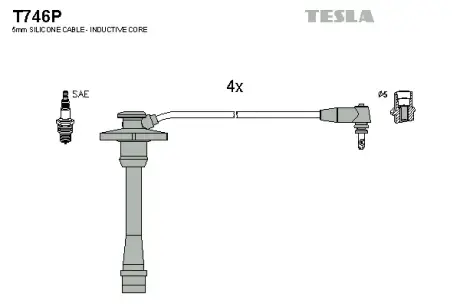 Комплект кабелiв запалювання tesla T746P