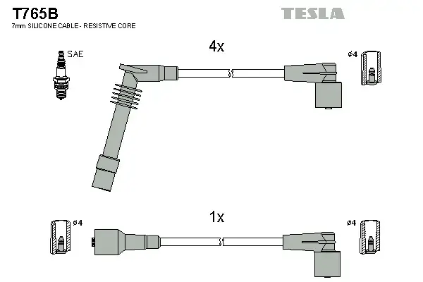 Комплект кабелiв запалювання tesla T765B