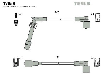 Комплект кабелiв запалювання tesla T765B на Опель Корса б