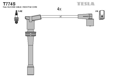 Комплект кабелiв запалювання tesla T774S