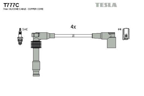 Комплект кабелiв запалювання tesla T777C на Chevrolet Captiva c140