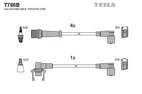 Комплект кабелiв запалювання tesla T786B на Рено 21