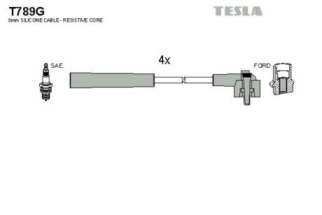 Комплект кабелiв запалювання tesla T789G на Форд Сиерра