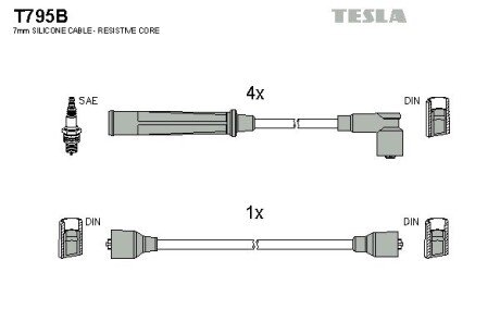 Комплект кабелiв запалювання tesla T795B