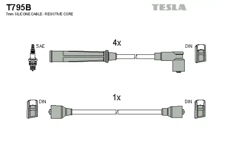 Комплект кабелiв запалювання Tesla T795B
