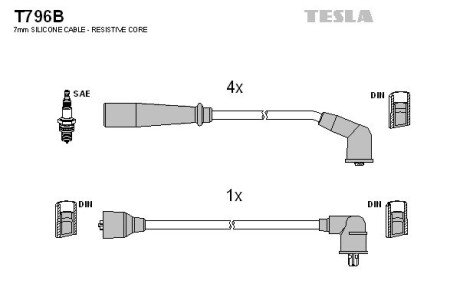 Комплект кабелiв запалювання tesla T796B на Киа Сефия