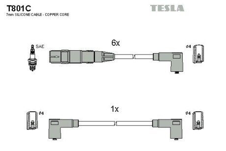 Комплект кабелiв запалювання tesla T801C на Фольксваген Венто