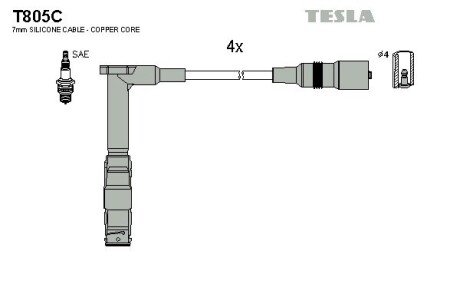 Комплект кабелiв запалювання tesla T805C на Мерседес C-Class S202