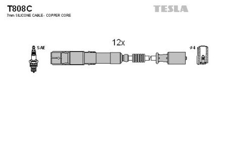 Комплект кабелiв запалювання tesla T808C на Мерседес Viano w639